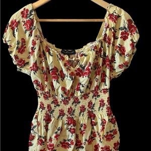 Almost Famous Pastel Yellow and Pink Ruched Blouse Size L